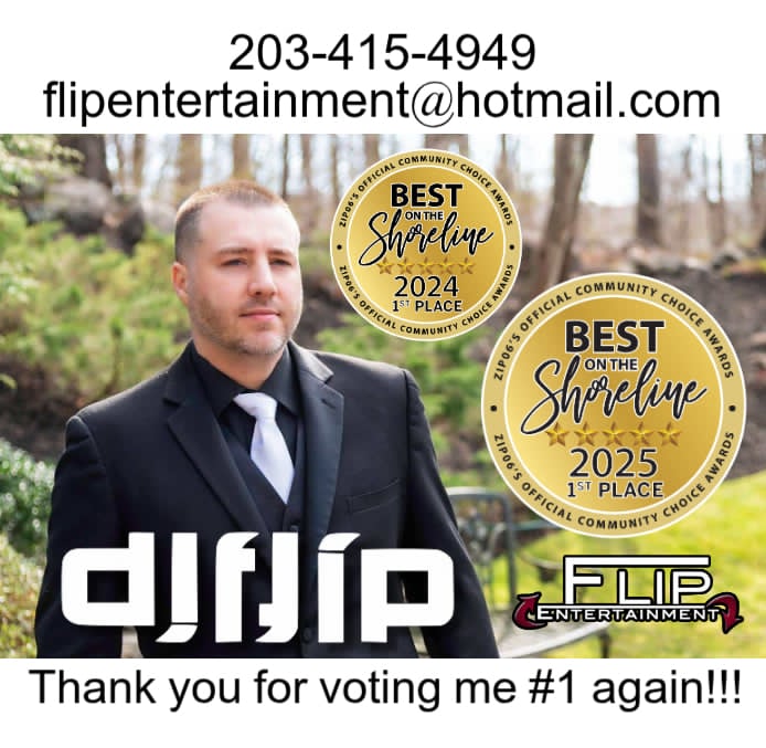 DJ Flip with Best on the Shoreline first-place awards for 2024 and 2025